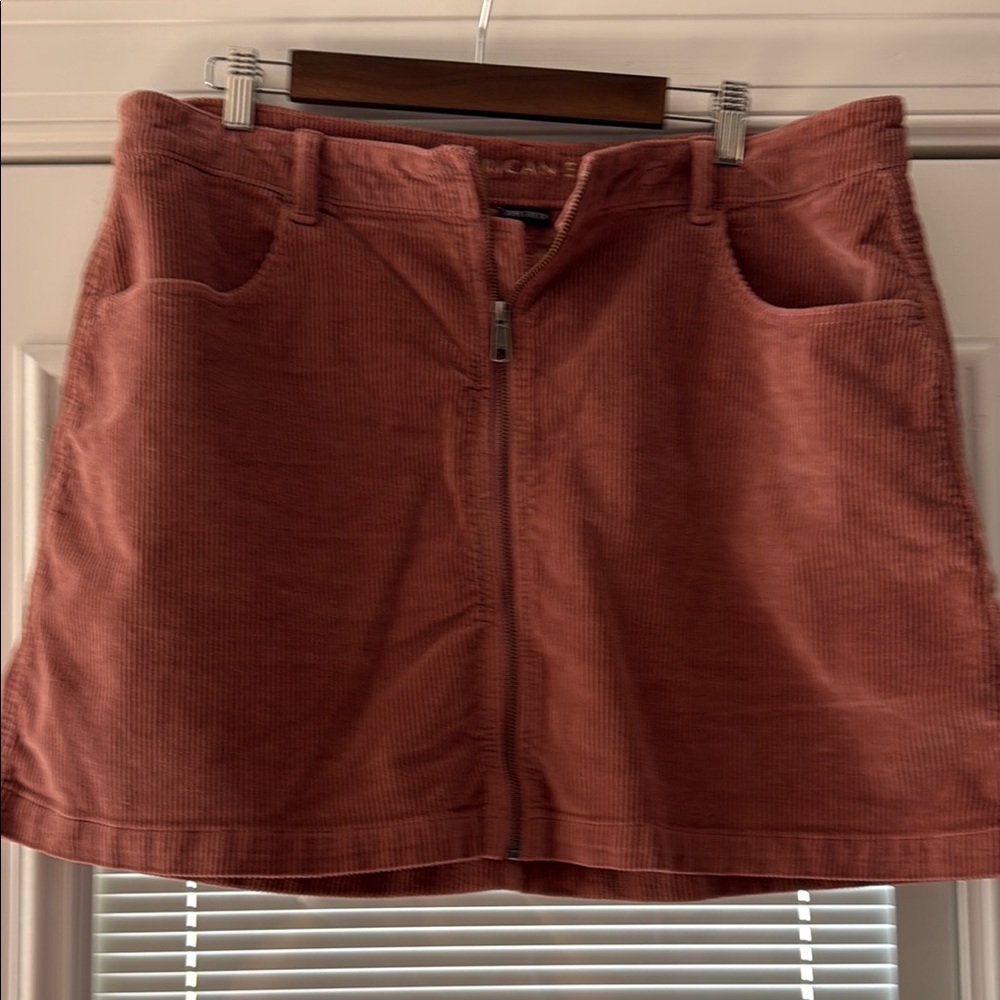 Corduroy Zip-Front Skirt in Mauve